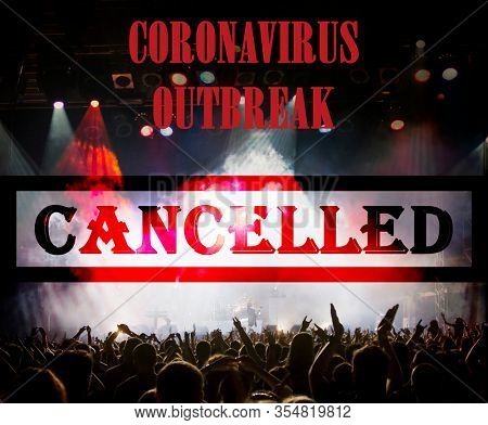 public event cancelled - crowd at concert - coronavirus measures