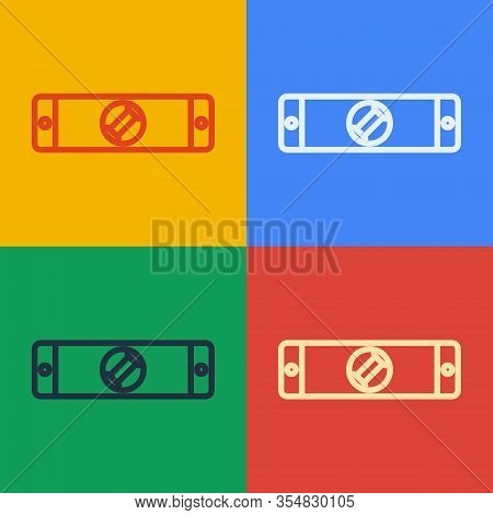Pop Art Line Construction Bubble Level Icon Isolated On Color Background. Waterpas, Measuring Instru
