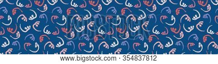 Painterly Floral Motif Vector Watercolor Border Background. Seamless Persian Style Repeat Banner Pat