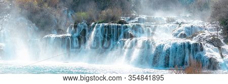 Massive Waterfall "skradinski Buk" On The River Krka