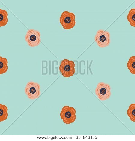 Seamless Pink And Orange Flowers Floral Leaf Pattern. Stylish Repeating Texture. Orange Background W