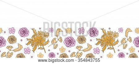 French Rose Border-love In Parise Seamless Repeat Pattern. Romantic Background Illustration Border W