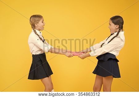 Protect Property. Greedy Friends. Greedy Competitors. Jealous Friend. Greedy Kids Concept. Sisters R