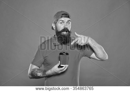 Specialty Coffee Roasted. Cafe Barista Hold Coffee Cup. Coffee To Go. Cafe Stuff Red Uniform With Ca