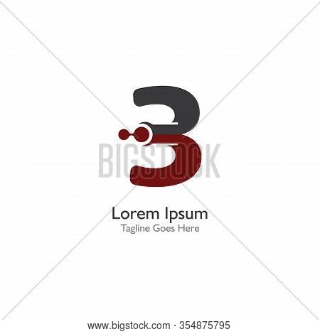 Number 3 With Antom Creative Logo Or Symbol Template Design