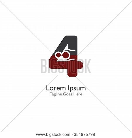 Number 4 With Antom Creative Logo Or Symbol Template Design