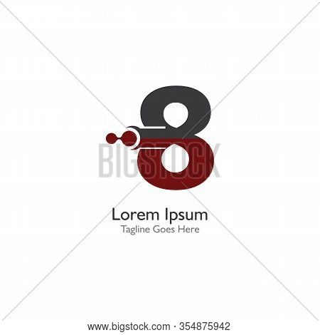 Number 8 With Antom Creative Logo Or Symbol Template Design