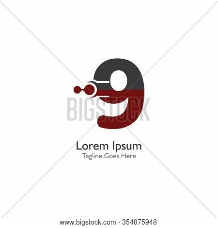 Number 9 With Antom Creative Logo Or Symbol Template Design