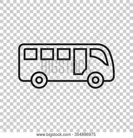 Bus Icon In Flat Style. Coach Vector Illustration On White Isolated Background. Autobus Vehicle Busi