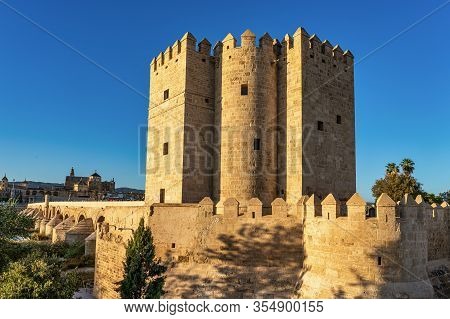 Calahorra Tower, Torre De La Calahorra In Cordoba, Spain. A Fortified Gate Built During The Late 12t