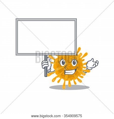 Coronaviruses Cute Cartoon Character Bring A Board