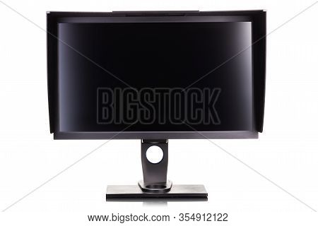 Professional Photographer Monitor With Shading Hood Isolated On White
