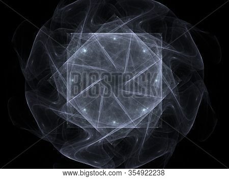 An Abstract Computer Generated Modern Fractal Design On Dark Background. Abstract Fractal Color Text