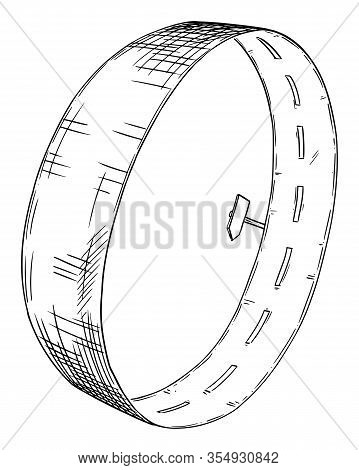 Vector Black And White Conceptual Business Drawing Or Illustration Of Cyclic Road, Repetition, Endle