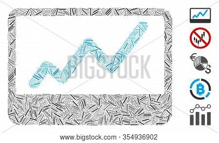 Line Mosaic Based On Stock Market Chart Icon. Mosaic Vector Stock Market Chart Is Composed With Scat