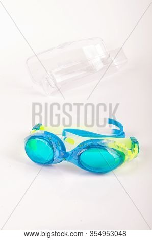 Swimming Goggles Isolated On The Bright Background