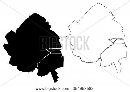 Caen City (french Republic, France) Map Vector Illustration, Scribble Sketch City Of Caen Map
