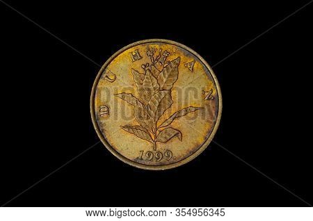 L.50 italian coin isolated on the dark background