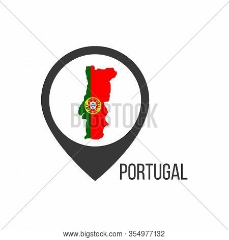 Map Pointers With Contry Portugal. Portugal Flag. Stock Vector Illustration Isolated On White Backgr