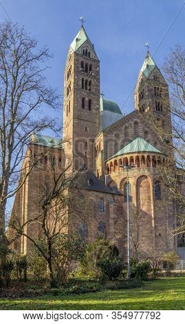 The Speyer Cathedral Located In Speyer, Germany At Evening Time