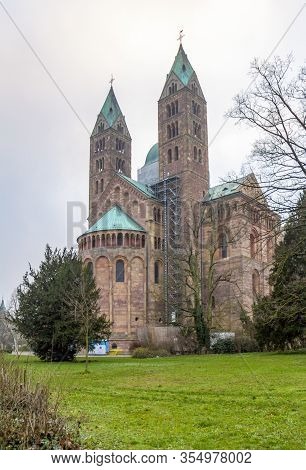 The Speyer Cathedral Located In Speyer, Germany At Evening Time