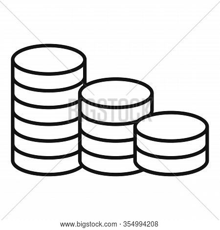 Coins Stack Icon. Outline Coins Stack Vector Icon For Web Design Isolated On White Background