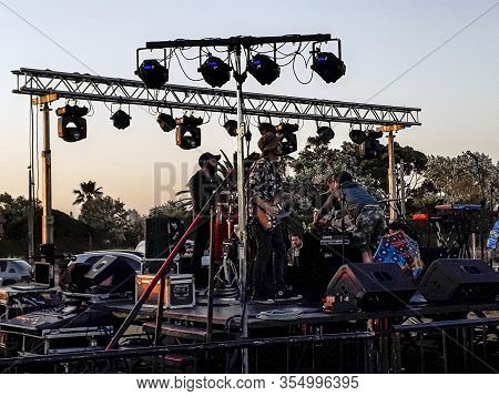 Rock Band Playing At Outdoor Event, Montevideo, Uruguay