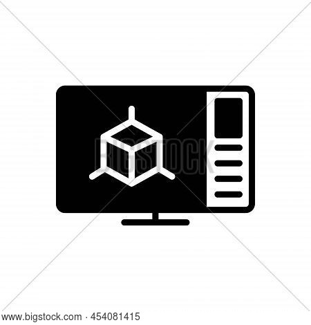 Black Solid Icon For Simulations Reproduction Computer Virtual Production Digram Reality Digital