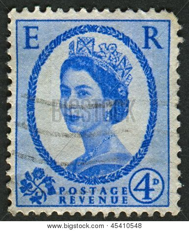 UK-เซอร์กา 1952:A แสตมป์ที่พิมพ์ในประเทศอังกฤษแสดงรูปของ Elizabeth II เป็นพระมหากษัตริย์รัฐธรรมนูญของ 16 