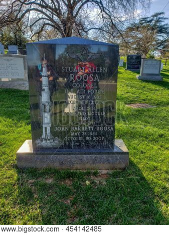 Arlington, Va April 2, 2022, Gravesite Tombstone Of Stuart Allen Roosa, Command Module Pilot Of Apol