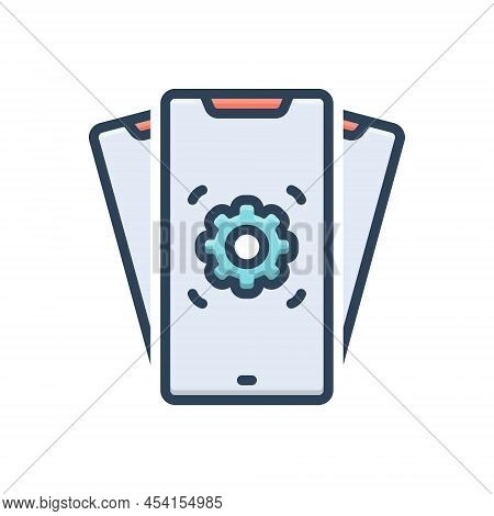Color Illustration Icon For Mobility Phone Application Communication Motility Volatility Device Wire