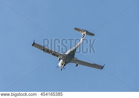 Saint Gallen, Altenrhein, Switzerland, February 12, 2022 Diamond Da-40ng Propeller Plane Just After 