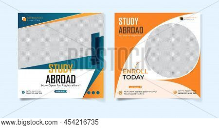 Modern Study Abroad Social Media Post Design Template Set
