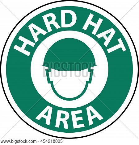 Hard Hat Area Floor Sign On White Background