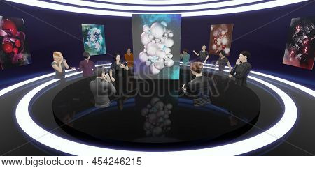 Metaverse World Nft Art Gallery Avatars And Vr Glasses 3d Illustrations