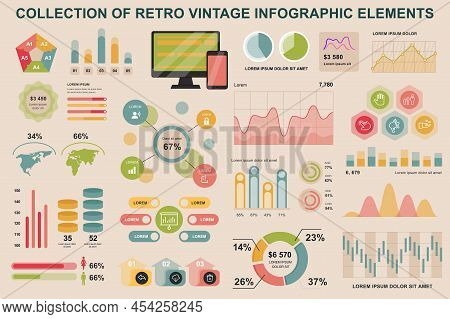 Bundle Vintage Infographic Elements Data Visualization Vector Design Template. Can Be Used For Steps