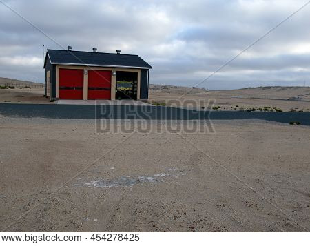 Luderitz, Namibia - Sep 8 2012: Fire Station At Luderitz Airport. No Scheduled Flight Services Since