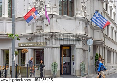 Belgrade, Serbia - August 28, 2021: Entrance To Mercure Hotel Excelsior In Belgrade, Serbia.
