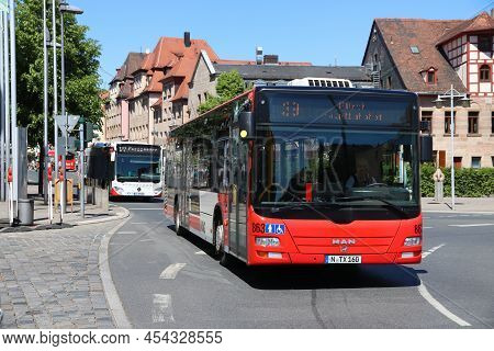 Furth, Germany - May 6, 2018: Man Brand City Bus In Furth, Germany. It Is A Major Town In Middle Fra