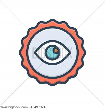 Color Illustration Icon For Revealed Pupil Sight Eye Manifest Apparent Visible Evident Declared