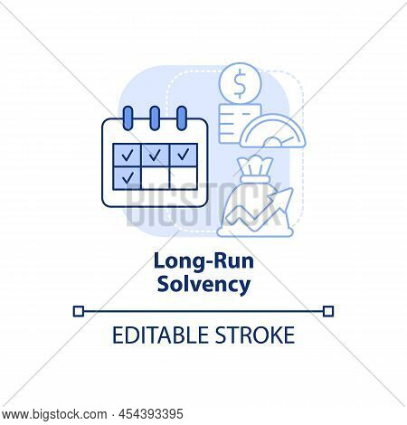 Long Run Solvency Light Blue Concept Icon. Assets And Liabilities. Budget Balance Abstract Idea Thin