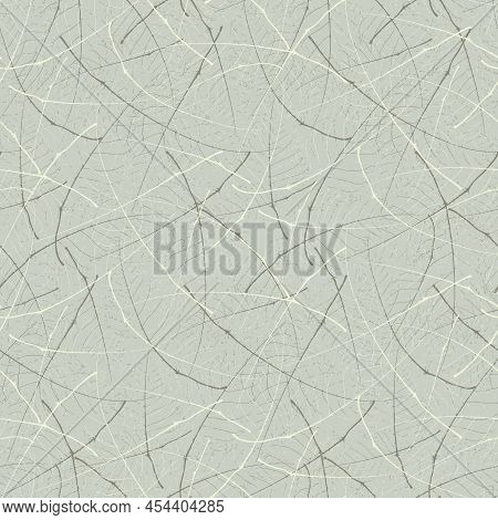 Vector Abstract Leaf Texture Seamless Pattern Background Delicate Overlapping Wispy Veins And Midrib