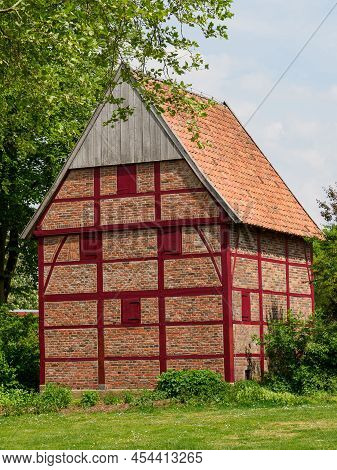 old houses at the berkel river in germany