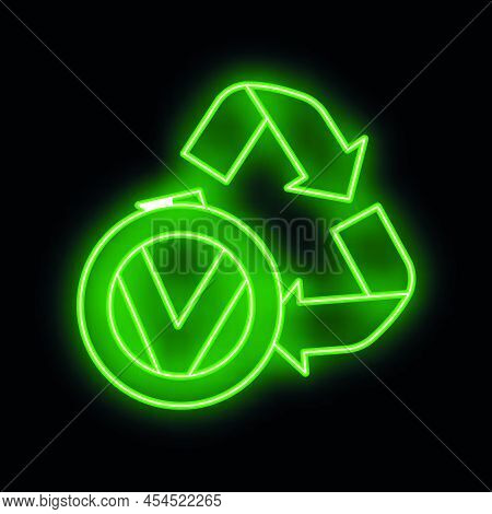 Eco Friendly Alternative Energy Source And Waste Recycling Icon, Concept Green Eco Earth Glow Neon F