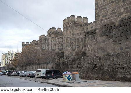 Kayseri, Turkey - January 04, 2015: Cloudy January Day Near The Ancient Walls Of The Kayseri Fortres