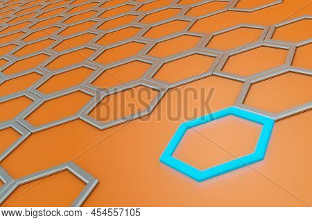 Technological Comb Orange Background Closeup, 3d Rendering