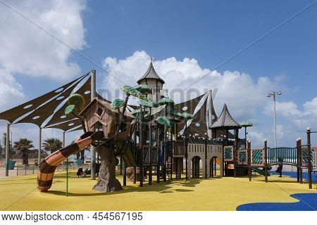 Ashdod, Israel - May 6, 2022: Children's Playground Pirate Park In Ashdod, Israel.