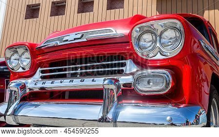 Samara, Russia - May 8, 2022: Front Part Of Chevrolet Apache 32 Pickup Truck 1961, Oldtimer Show. Ch