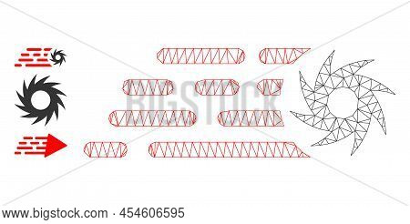 Web Carcass Rush Circular Saw Vector Icon, And Other Icons. Flat 2d Carcass Created From Rush Circul