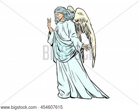 The Sorrowful Angel Man. Symbol Of Sorrow And Death, Religious Character, Divine Being, Christianity